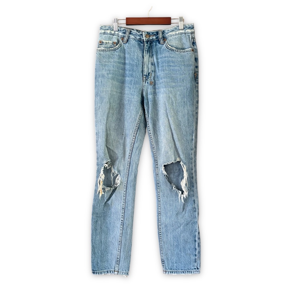 Ksubi Slim Pin Placid Push Jeans High Rise Blown Out Knees Size 27